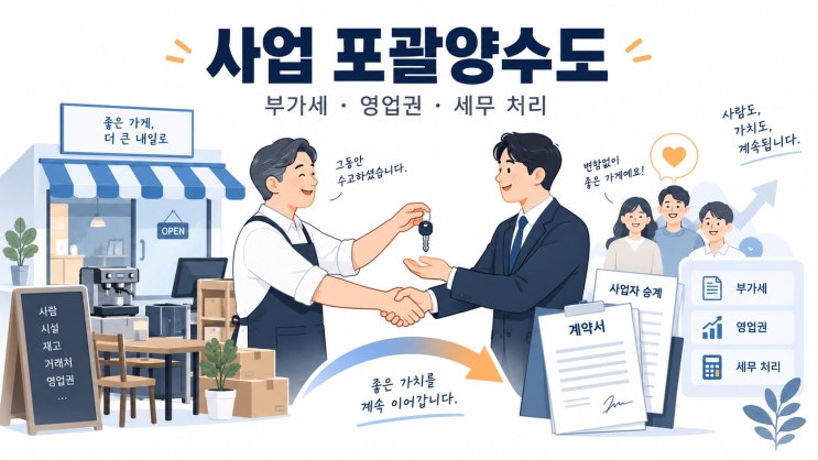 사업 포괄양수도 부가세, 영업권과 양수자 대리납부는 어떻게 처리할까요?