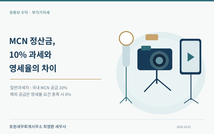 국내 MCN 공급·해외 플랫폼 공급·면세 인적용역의 부가가치세 처리