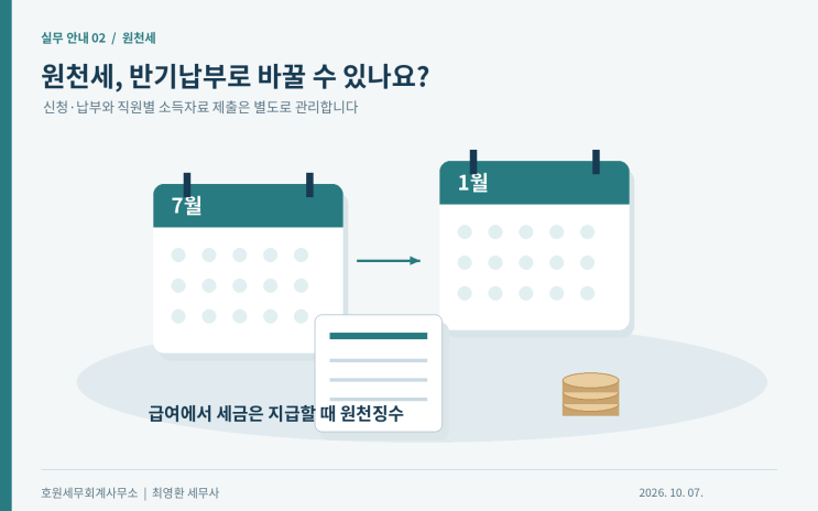 원천세 반기납부의 승인·납부기한·지급명세서 구분