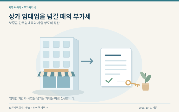 임대기간의 간주임대료와 상가·임대사업 이전 거래의 부가세 구분