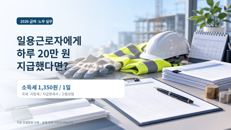 건설 일용직 일당 20만 원 : 소득세 계산과 신고의 연결